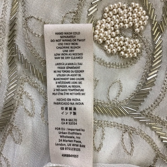 FREE PEOPLE OFF WHITE  CRYSTALS & TINY PEARLS DRESS - Picture 10 of 12